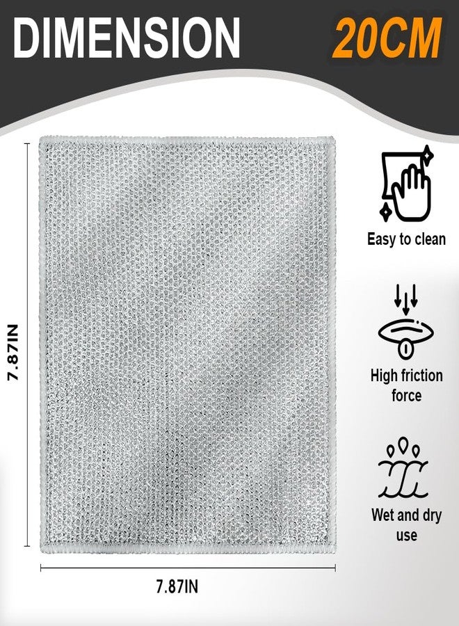 BD Prime Ventures Wire Cleaning Cloths, 10-Pack Multipurpose Dishwashing Rags, Reusable Kitchen Scrubber, Effective Dishcloth Rag for Cookware (Silver) - Image 4
